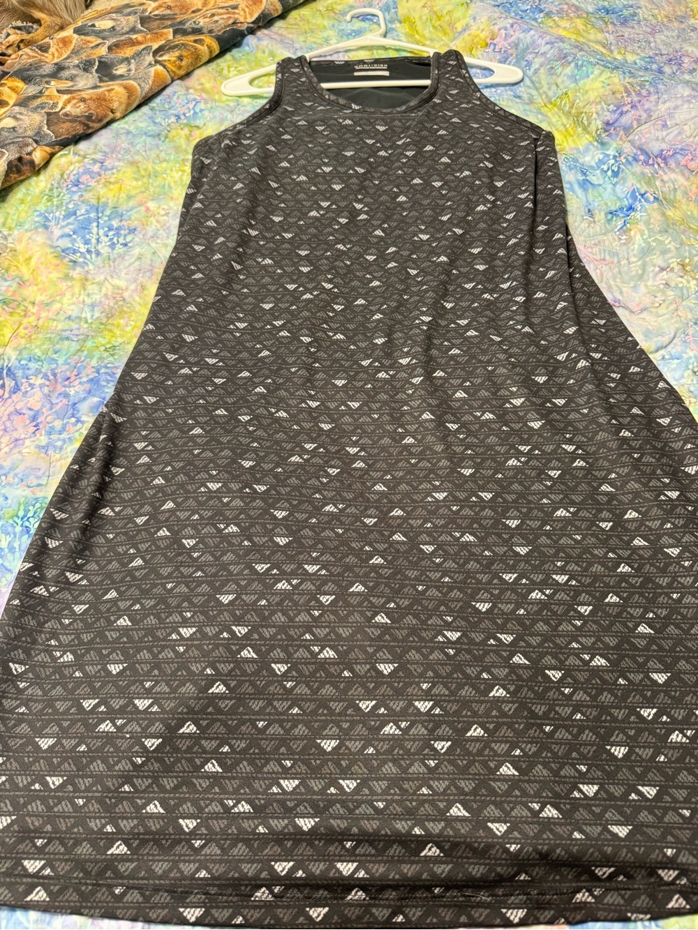 Columbia Black & Gray Geometric Sleeveless Dress